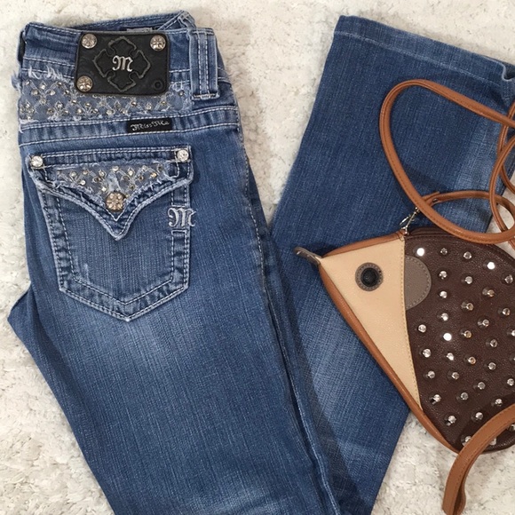 Miss Me Denim - Miss Me blue net boot cut jeans